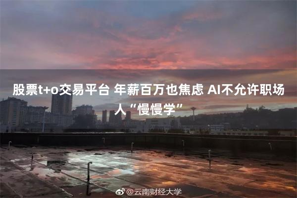 股票t+o交易平台 年薪百万也焦虑 AI不允许职场人“慢慢学”