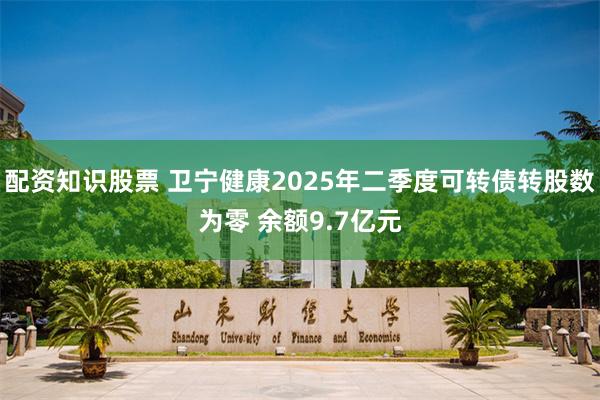 配资知识股票 卫宁健康2025年二季度可转债转股数为零 余额9.7亿元