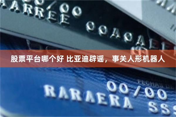 股票平台哪个好 比亚迪辟谣，事关人形机器人
