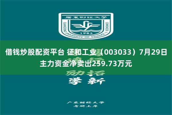 借钱炒股配资平台 征和工业（003033）7月29日主力资金净卖出259.73万元