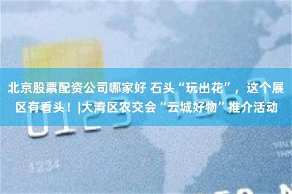 北京股票配资公司哪家好 石头“玩出花”，这个展区有看头！|大湾区农交会“云城好物”推介活动