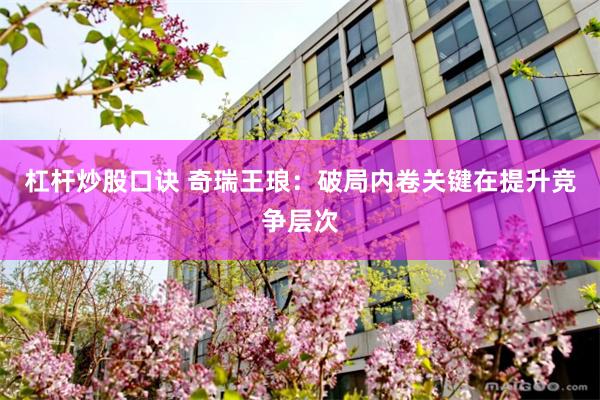 杠杆炒股口诀 奇瑞王琅：破局内卷关键在提升竞争层次