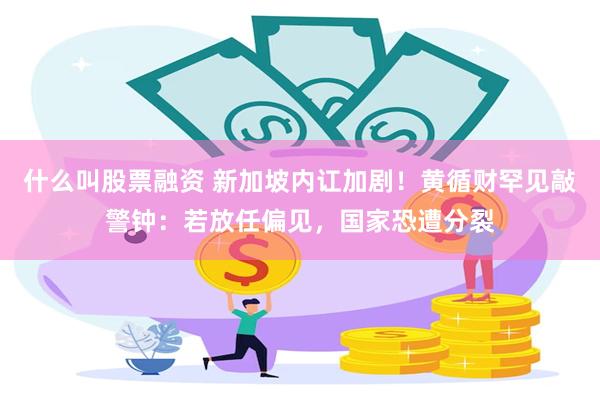什么叫股票融资 新加坡内讧加剧！黄循财罕见敲警钟：若放任偏见，国家恐遭分裂