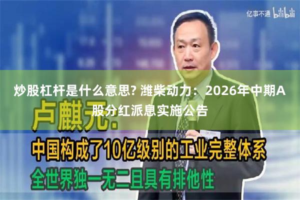 炒股杠杆是什么意思? 潍柴动力：2026年中期A股分红派息实施公告